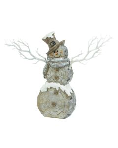 SNOWMAN STATUE WITH TWIG LIGHTS